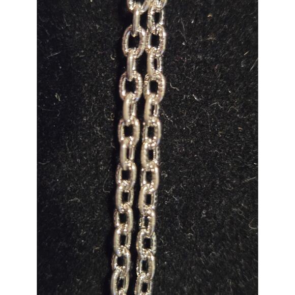 Vintage Silver Toned Flowers Pendant Chain Necklace With Five Dangle Bars Tassel - Picture 3 of 9